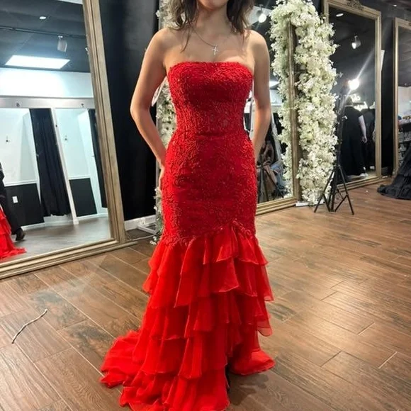 strapless open back dress Sherri Hill Strapless Keyhole Homecoming Dress 57352
